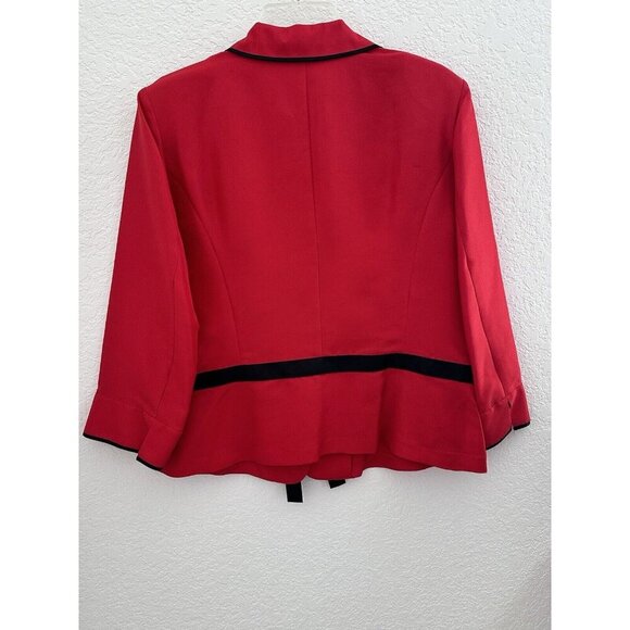 Della Moda Women's Blazer Size 12 Red 100% Silk Embellished Whimsy Old Money EUC - Picture 3 of 6